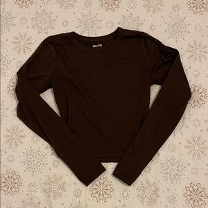 Hollister Women's Dark Brown Long Sleeve Tee